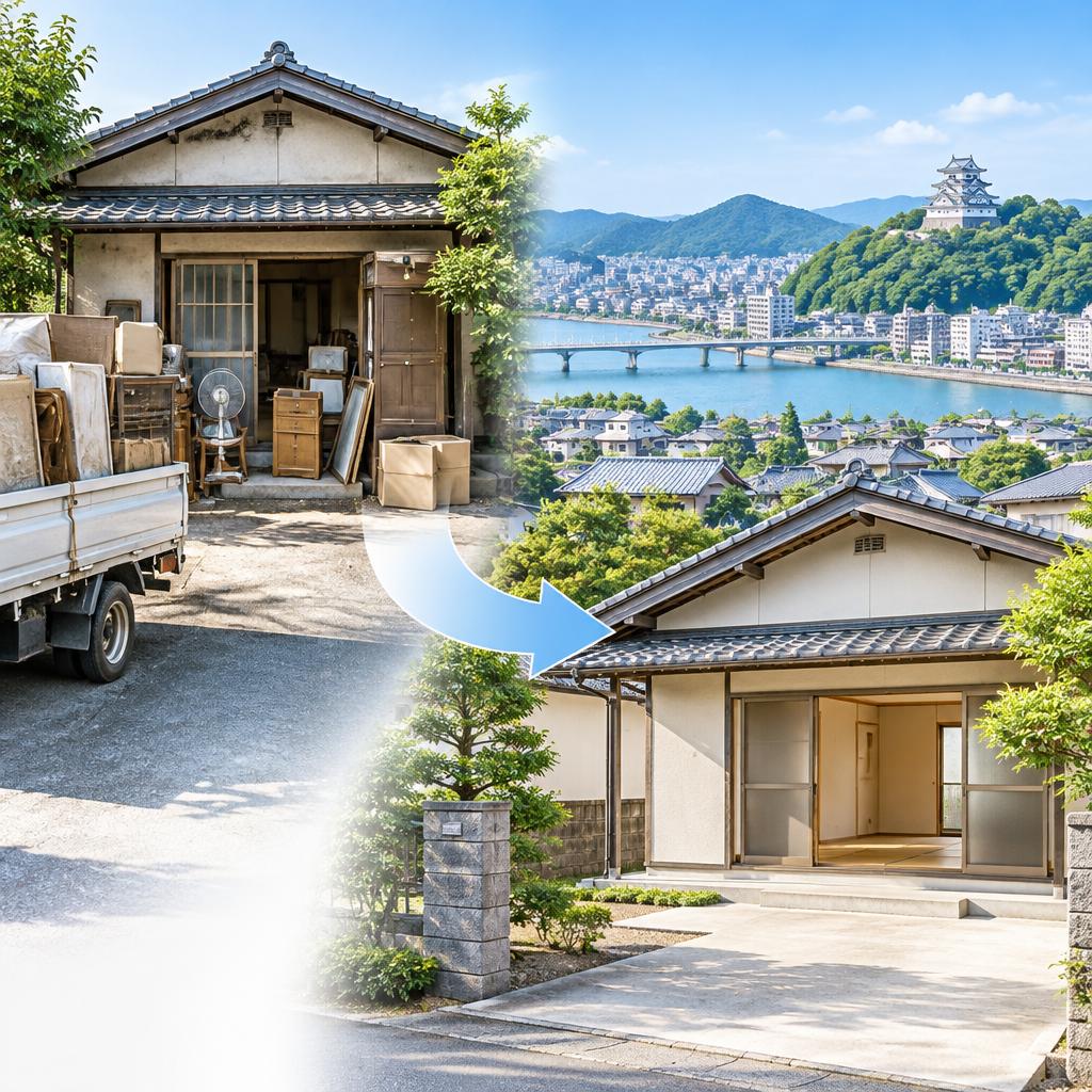 空き家を片付けて、税金や管理の悩みを解消！福山市の不動産売却と活用を、片付けから丁寧にサポート